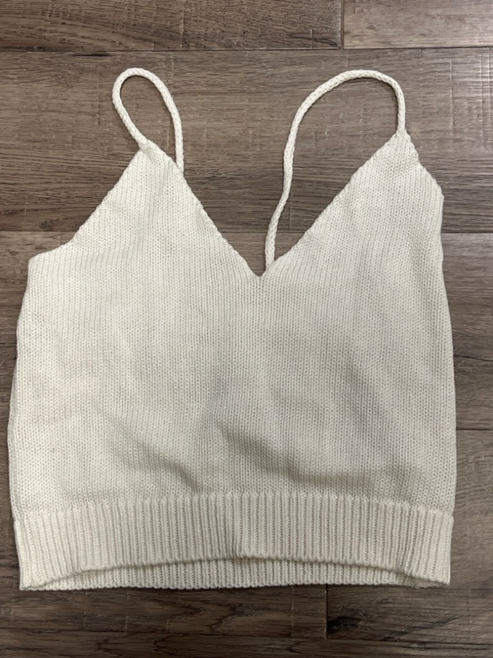 Brandy Melville Cream Knit V-Neck Cami Tank Top